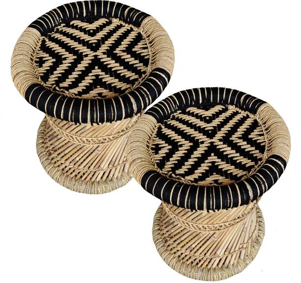 Bhavishya Handmade Bamboo Mudda stool for Home & Office Size 15X15 Outdoor & Cafeteria Stool