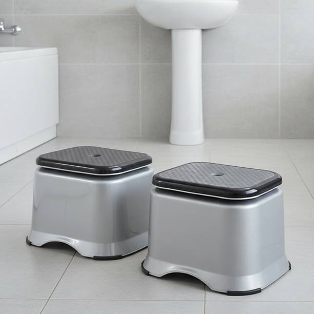 KUBER INDUSTRIES Ultra 10 Multiuses Portable Plastic Bathroom/Sitting Stool, Patla- Pack of 2 Stool