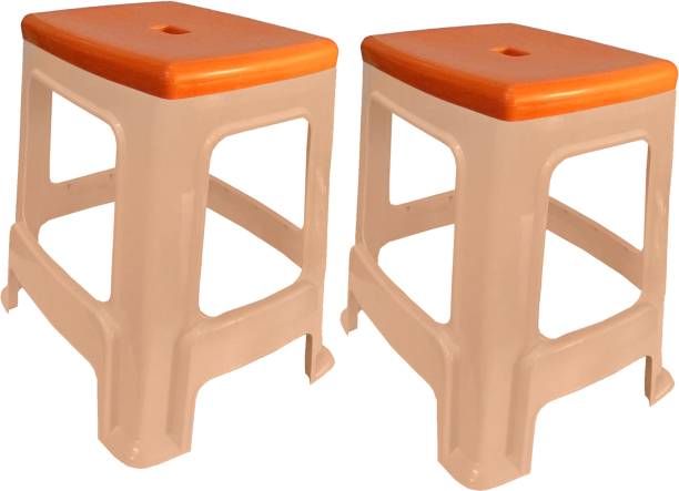 wow craft Heavy Duty Plastic Stool for Living & Bedroom Orange Top Living & Bedroom Stool