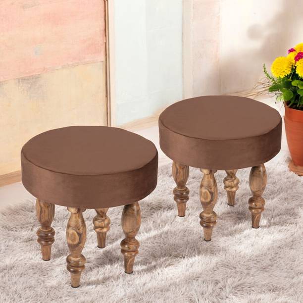 Ikiriya Roswell Sheesham Wood Mid Century Round Living & Bedroom Stool