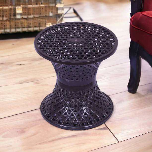 KUBER INDUSTRIES Plastic Mesh Damroo Seating Stool|Both Sided Stool for Guestroom|Brown Stool