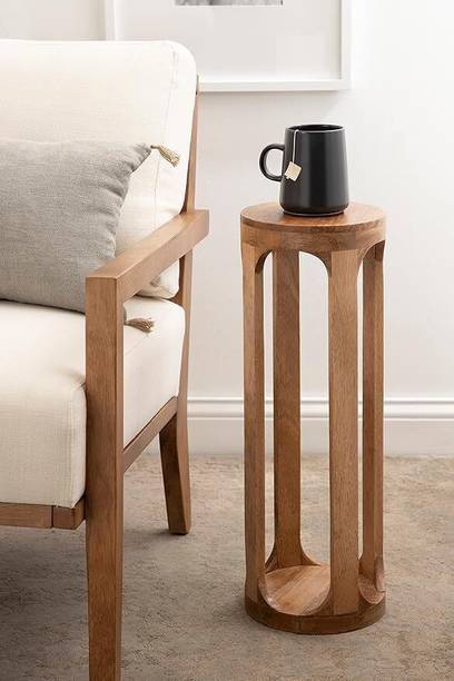 KHUSUBHDECOR WOODEN STOOL NATURAL Living & Bedroom Stool