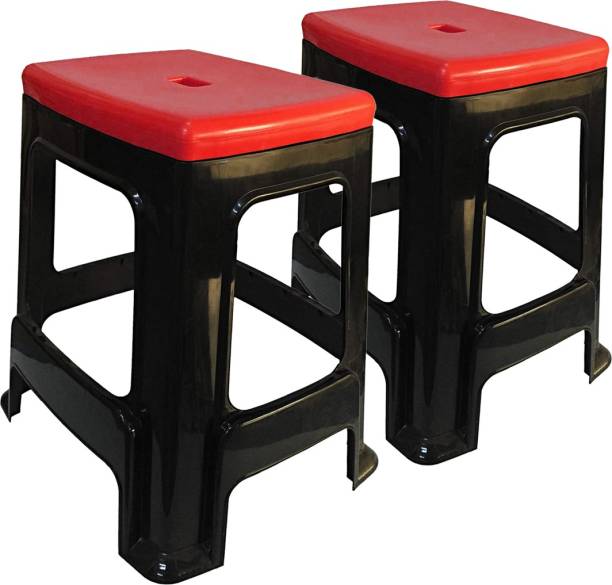 wow craft Heavy Duty Plastic Stool for Home, Office and Garden Red Top Living & Bedroom Stool