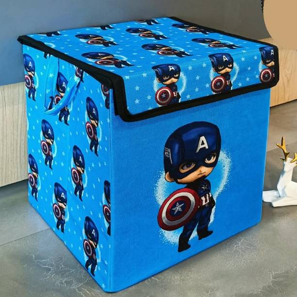 Muren Polyester Printed Storage Box with Lid Kids Toy Organizer Basket Storage Basket