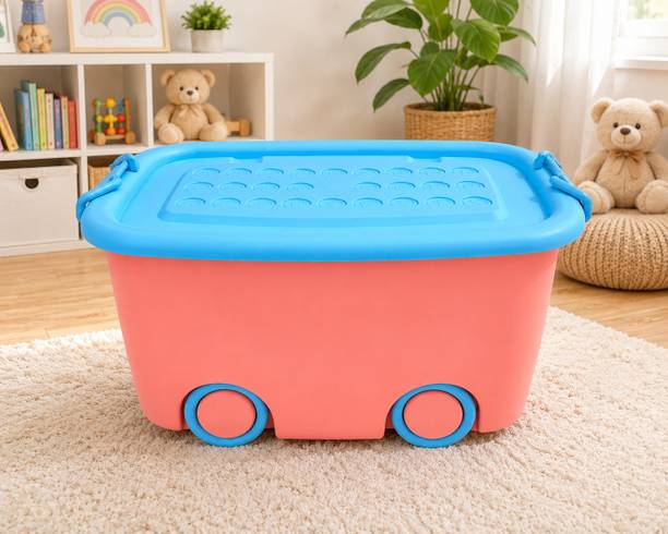 localvocal Kids Toy Storage Box with Wheels & Lid, Large Toy Organizer Bin for Nursery Storage Box