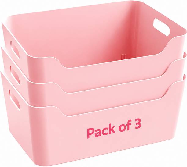 AIGOSTAR Plastic pink jolly basket for multipal use Storage Basket