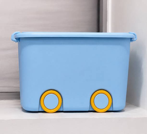 WHITE PONY Plastic 25L Kids Toy Storage Box with Wheels & Lid Stackable Organizer (Multicolor) Storage Basket