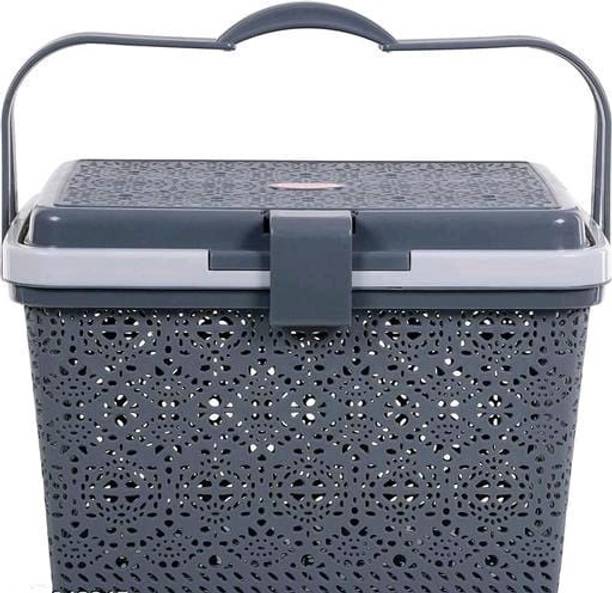 NAYASA Plastic Multi Utility Flower Picnic Basket/Cloth, Toy Storage Storage Basket