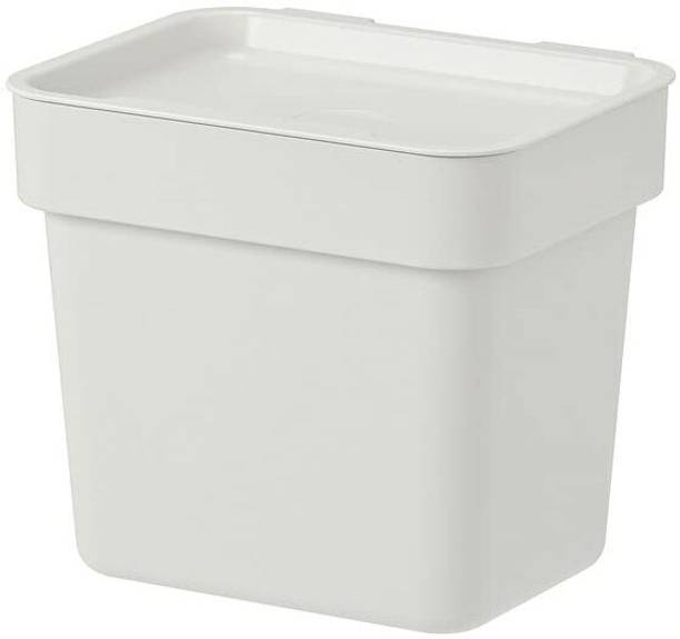 IKEA Plastic Stackable/Polypropylene Plastic Bin With Lid, Light Grey Storage Basket
