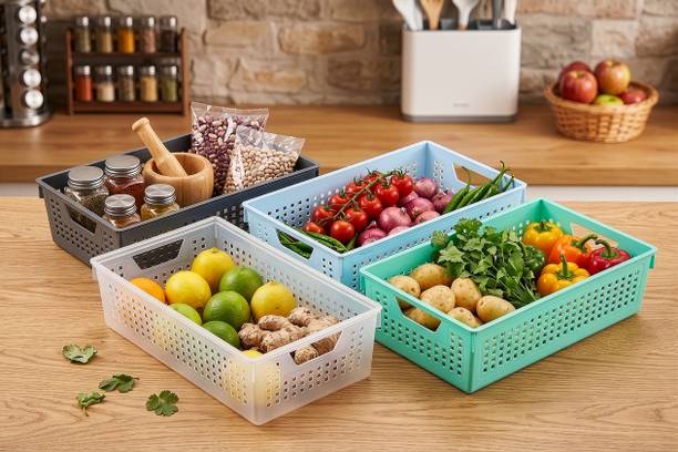 EDENGLOW Plastic Multipurpose Storage Baskets for Kitchen,Home,Office Organizati