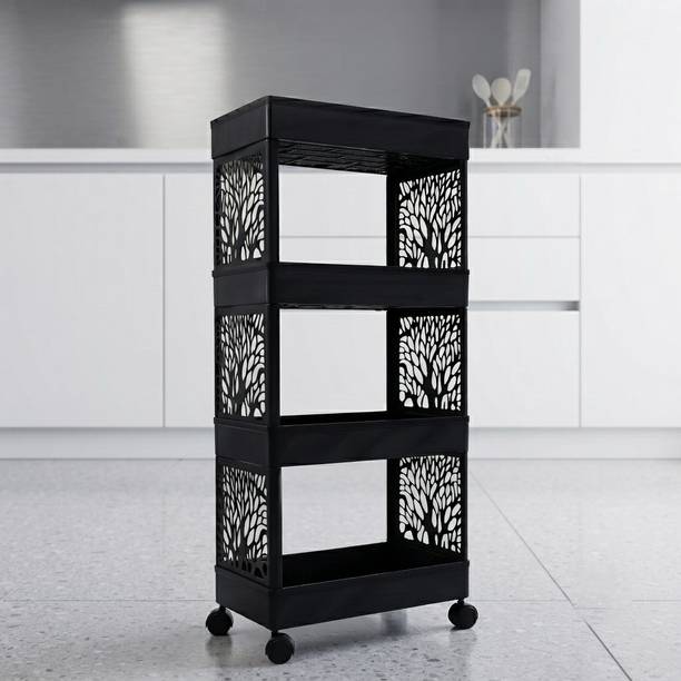 Surety for Safety Plastic Multi Layer Plastic Organizer Trolley for Kitchen and Home Storage Basket
