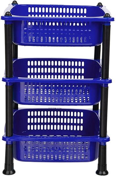 DM PLUS Plastic Fruit & Vegetable 3-Layer Kitchen Trolley Plastic Kitchen Trolley
