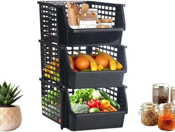 POLISTO Plastic Foldable Rack 3xl white Storage Basket