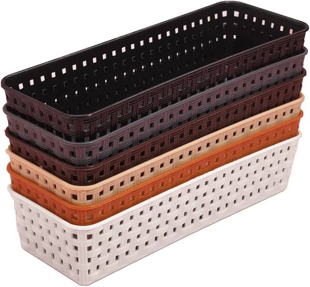 AK10ZONE Plastic Multipurpose Desk Organizer Tray Office Drawer Dividers Storage Bins for Kitchen Storage Basket