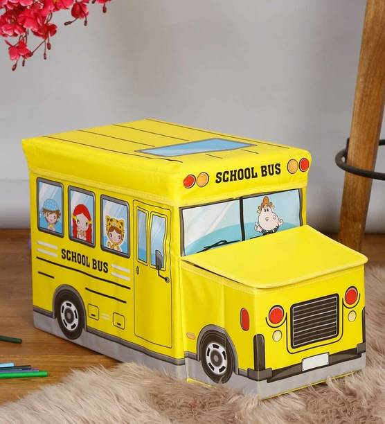 Muren Bus Shaped Collapsible Foldable Laundry Box Sitting Stool Storage Box