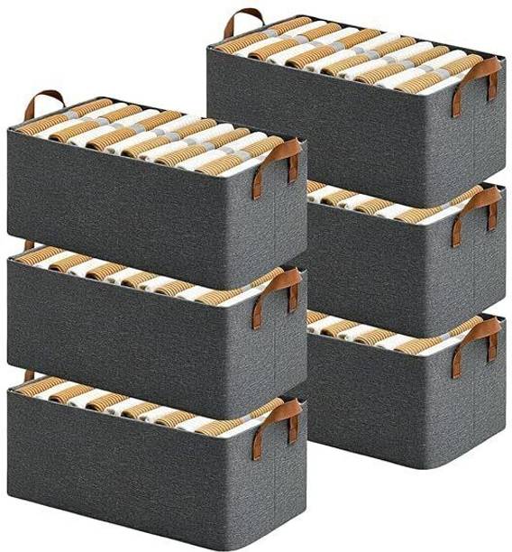 VIYOT 6 Piece Foldable Wardrobe Organizer with Durable Handle Stuff Storage Box