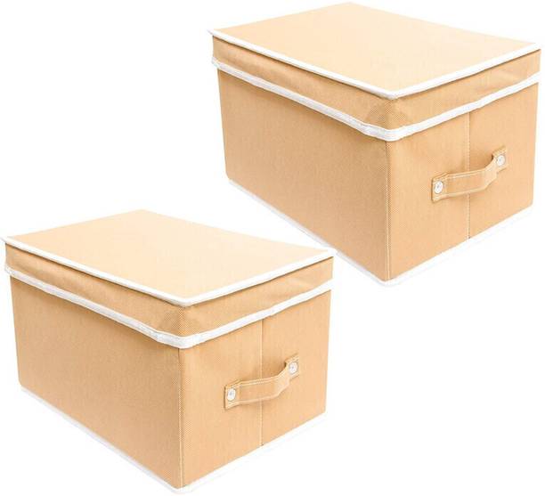 Crownsy Foldable Organizer Box for Cloths, Kid's toy with Top Lid (Pack of 2) Storage Box