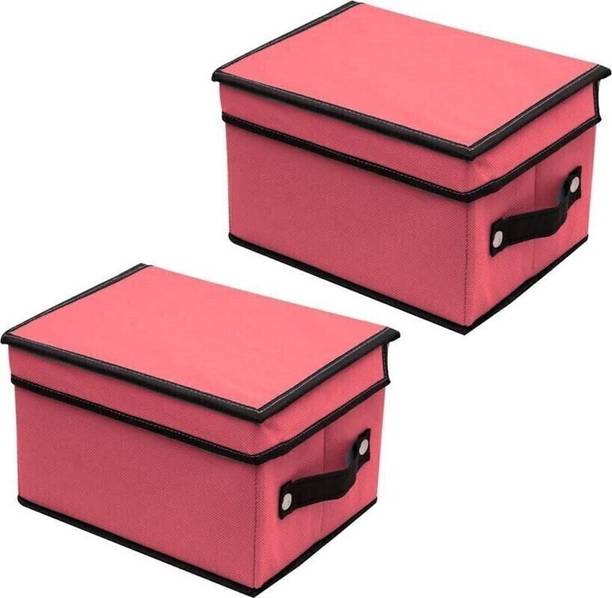 Crownsy Foldable Organizer Box for Cloths, Kid's toy with Top Lid Pack of 2 Storage Box