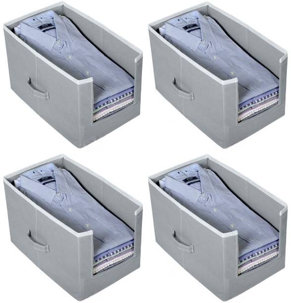 JoyeCrafts Cloth Storage box Shirt Stacker/Shirt Organizer Wardrobe Organizer pack of 4 Storage Box