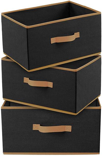 Mteaser Multipurpose Rectangular Organizer with Side Handle for Toys & Cloths Set of 3 Storage Box