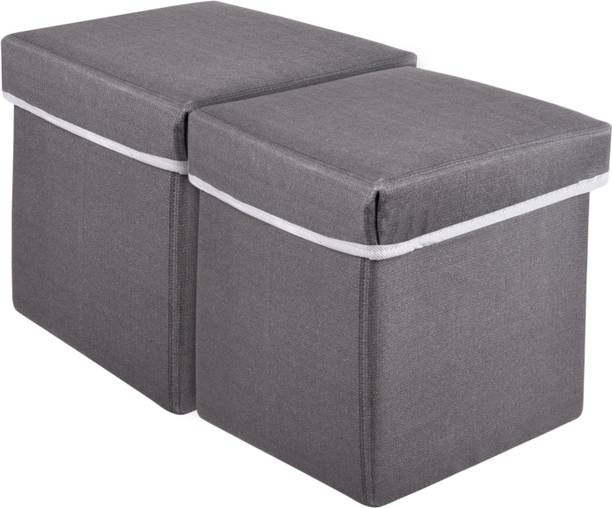 KUBER INDUSTRIES Foldable MDF Wooden Storage Stool For Living Room|Toys|Pack of 2| Storage Box