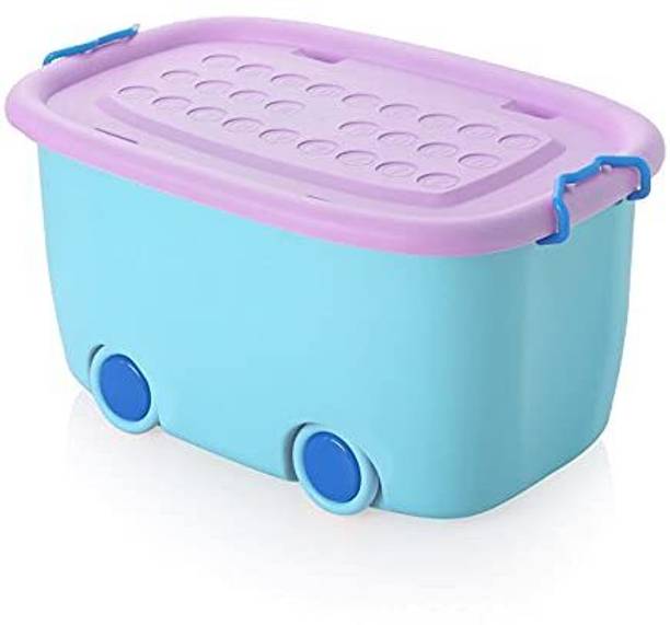 Star Work Children's Toy With Lid Wheels Colorful Plastic Container Organizer Storage Box