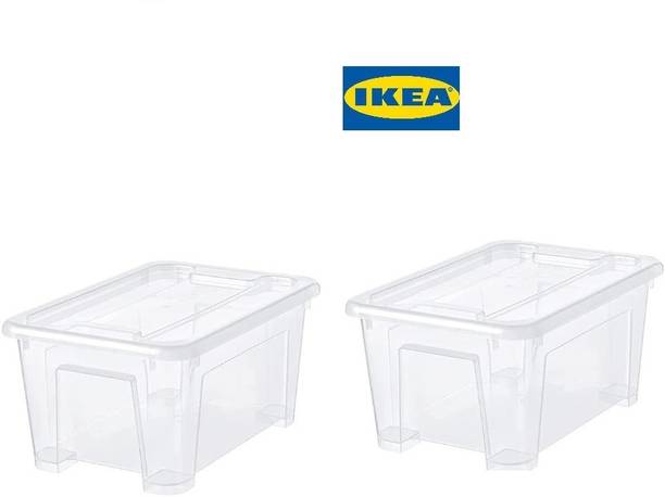 IKEA Digital Shoppy Box with Lid, transparent 28x19x14 cm/5 l(Pack of 2 )60180885 Storage Box