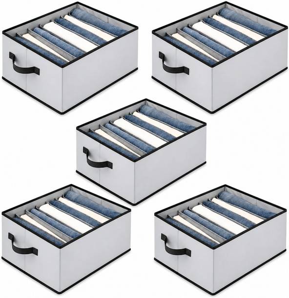 Ryboa Haima 7 Grid Foldable Wardrobe Organizer Box for Jeans Clothes Storage Set of 5 Storage Box