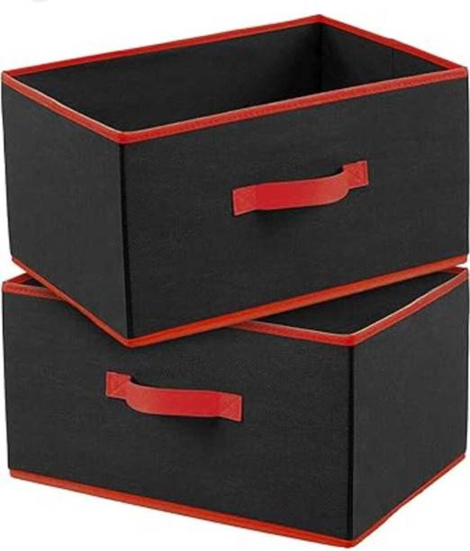 Ryboa Haima Non Woven Rectangular Cloth Storage Drawer Organizer & Handle For Toys Set of 2 Storage Box