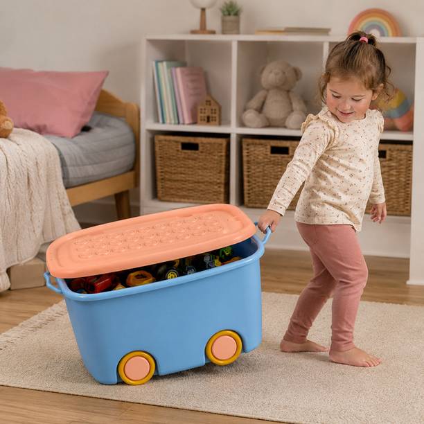 Railo Kids rolling Toy Storage Box with Wheels and Lid Storage Box