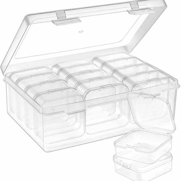 Kihika Plastic Storage Box Set, 14 Pieces, Clear Containers with Lock Lids Storage Box Set Vanity Box