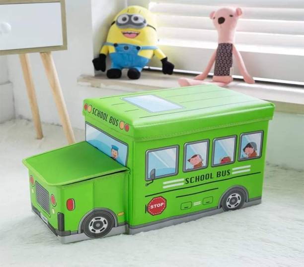 Muren Bus Shaped Portable Foldable Laundry Box Folding/Sitting Stool Storage Box