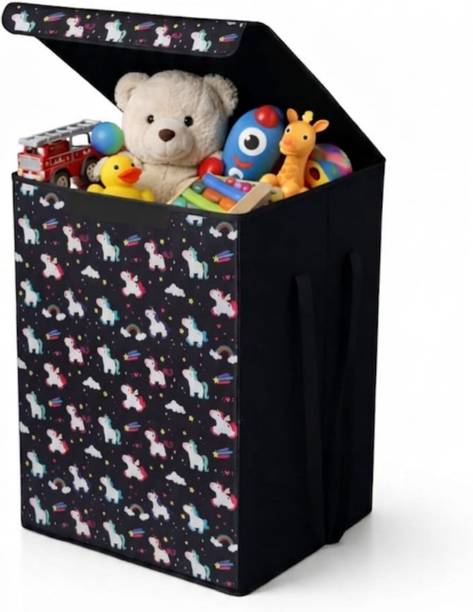 sopent Big 50L Foldable Unicorn Toy Organiser with Lid for Kids Playroom & Soft Toys Storage Box