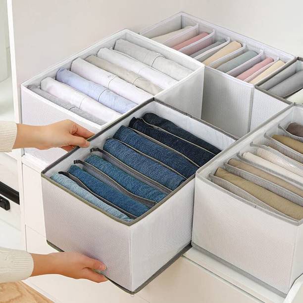 JD FRESH 04 Piece Set of Non-Woven Fabric Wardrobe Organizers for Shirts/T-Shirts/Dresses Fabric Free Standing Cabinet