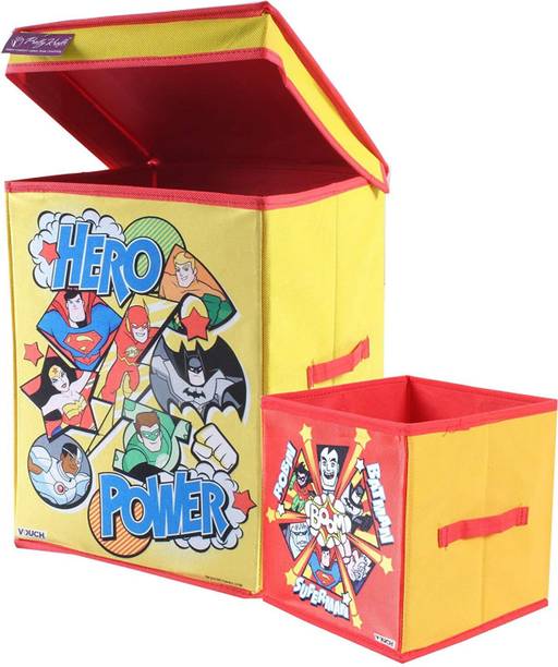 PrettyKrafts DC Super Friends Toys Organizer (Set of 2 Pieces - Big & Small), Storage Box for Kids Storage Box
