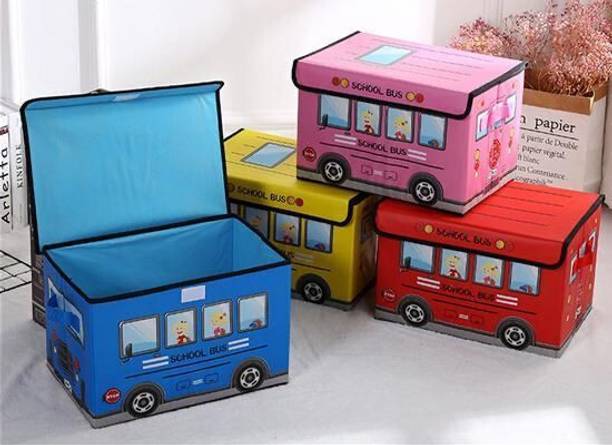 BLENZZA DECO Kids School Bus/Sitting Stool/Storage Box/Playing Toy Storage Box