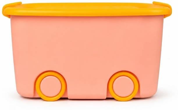 MK Online Toy Storage Box with Wheels and Lid, Large Toy Organizer Container Storage Box