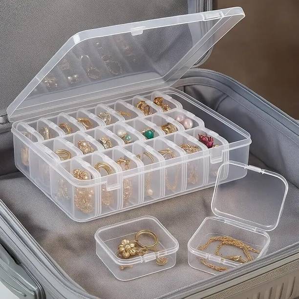 CELEORIS 30 PCS Jewelry Organizer Box Set, Plastic Storage Cases for Earrings, Ear Studs, Rings, Necklace, Multi Purpose Small Storage Case Vanity Box
