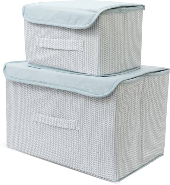 Mteaser Foldable Drawer Rectangular Storage Basket with Lid & Handle Closet Organizer| Storage Box