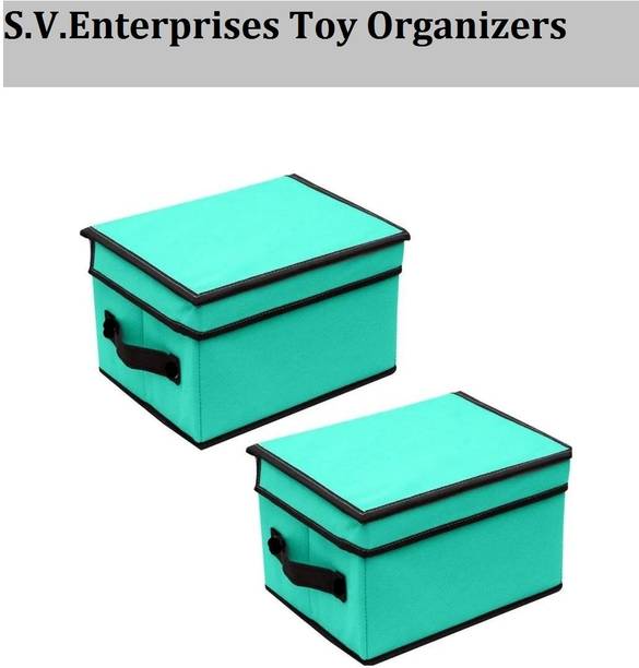 S.V.Enterprises Toy Organizer Storage box for kid with Top Lid, Toys organiser (Pack of 2) Storage Box