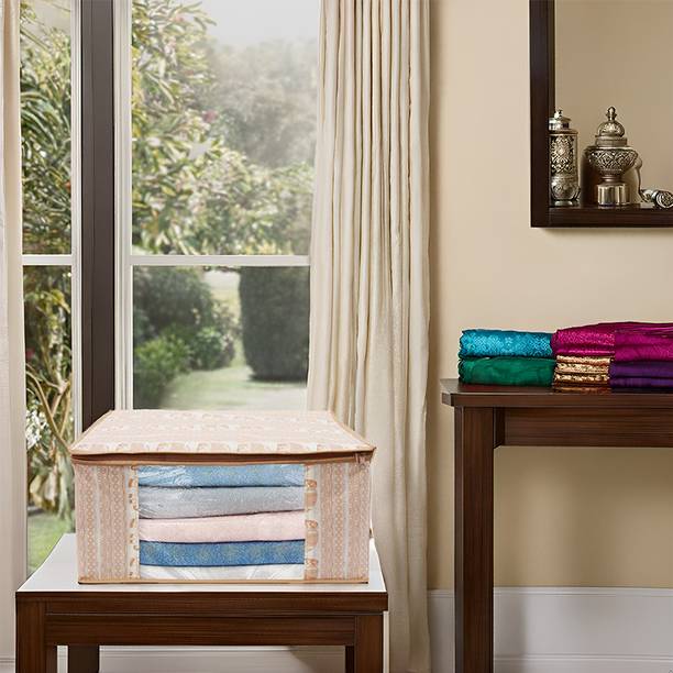 Shaping Fabric High Quality Non-Woven Saree Cover With Front View Transparent Window SC_XL34587 Storage Box