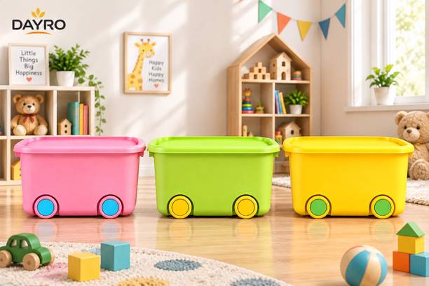 DAYRO HUB DAYRO Toy Storage Box with Wheels & Lid Storage Box
