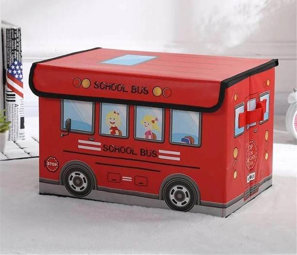 BLENZZA DECO Kids School Bus/Sitting Stool/Storage Box/Playing Toy Storage Box