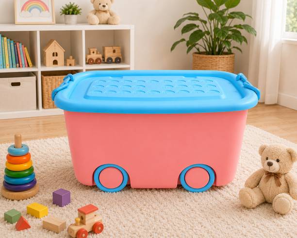vanskit Kids Toy Storage Box with Wheels & Lid,Toys, Books & Baby Essentials Storage Box