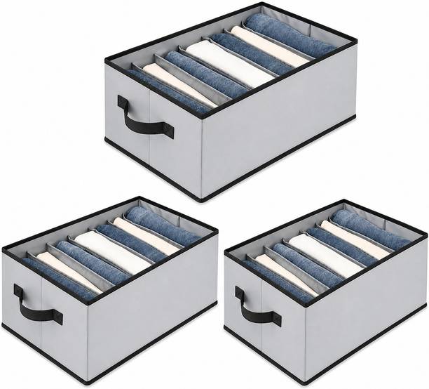 Ryboa Haima 7 Grid Foldable Wardrobe Organizer Box for Jeans Clothes Storage Set of 5 Storage Box