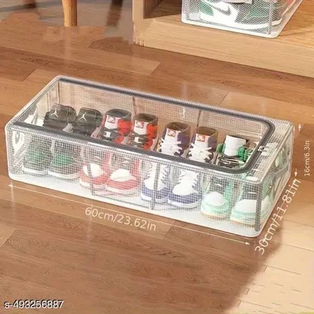 MG Tranding Transparent Shoe Box With Lid, Under-bed Storage Container, Foldable Shoe Plastic Shoe Stand