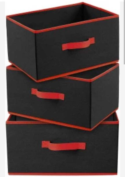 Ryboa Haima Non Woven Rectangular Cloth Storage Drawer Organizer & Handle For Toys Set of 3 Storage Box