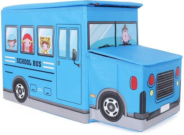 Beauty Bazaar Foldable Storage and Toy Box Stool Bus Shaped Storage Box