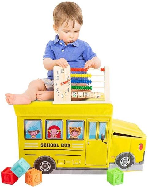 VACULACE Bus Shape Toys Organizer for Kids Clothes Toy Storage Box Storage Box