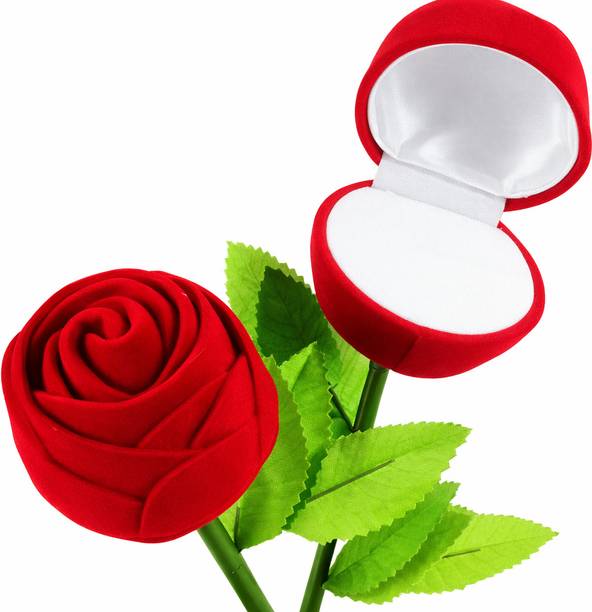 KHUSHA CREATIONS 2 Pcs Romantic Velvet Rose Ring Box for Proposal & Engagement Storage Box